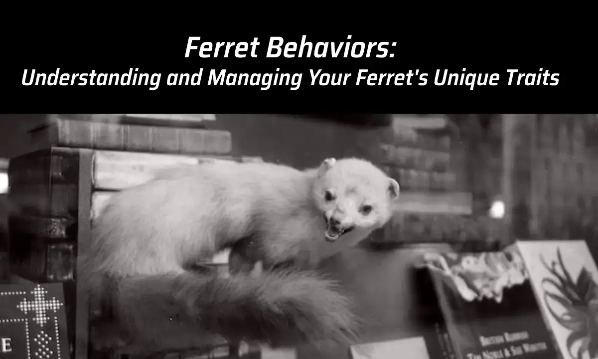 example ferret behavior exhibited by a ferret on a bookshelf